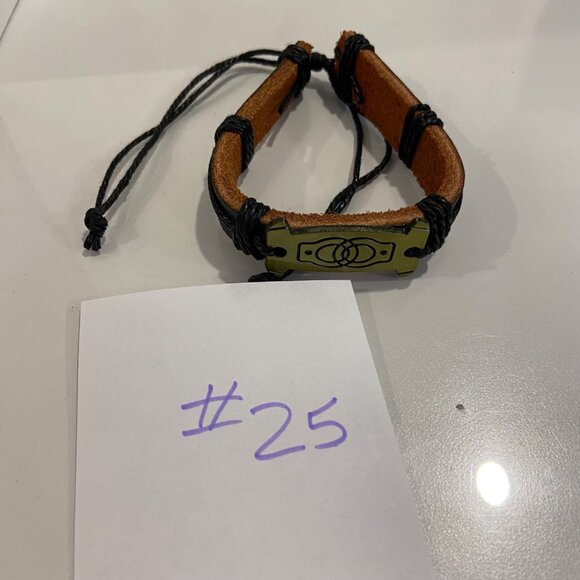 Leather & Metal Adjustable Bracelet With metal  handcuffs symbol commitment - Picture 16 of 16
